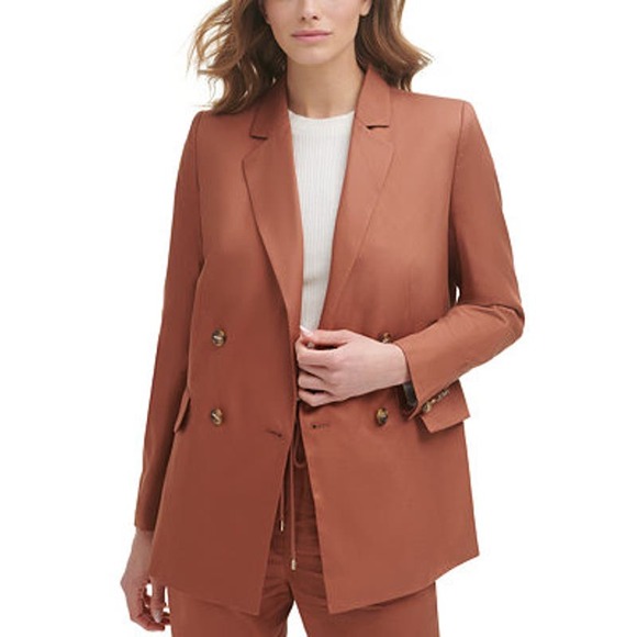 DKNY Brown Double Breasted Blazer Jacket NEW Size 2 - Picture 1 of 9